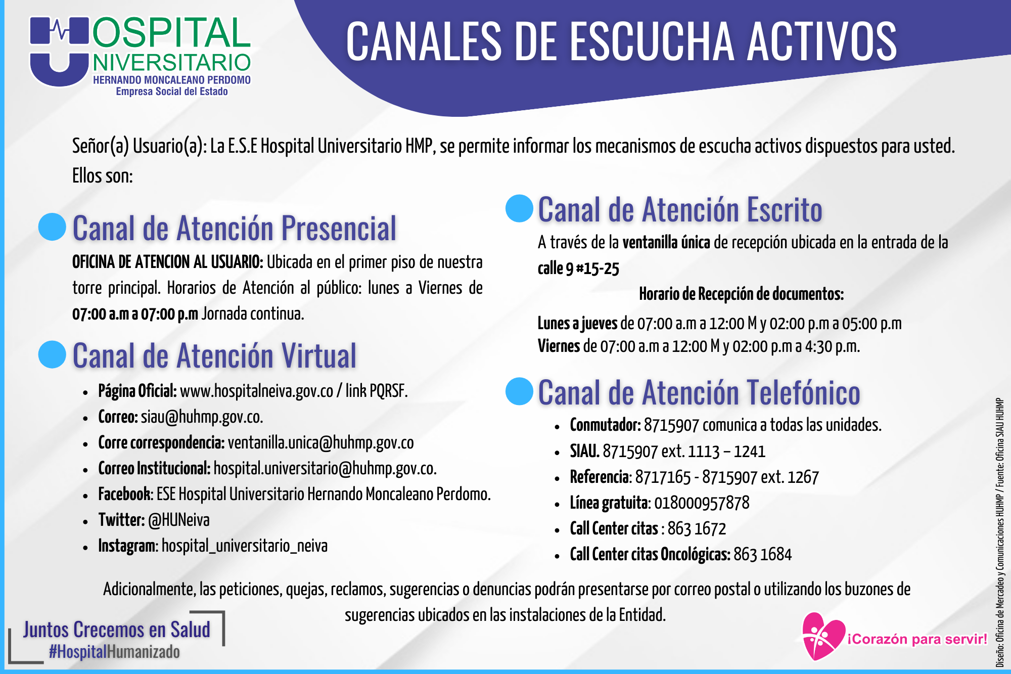 CANALES DE ESCUCHA ACTIVOS